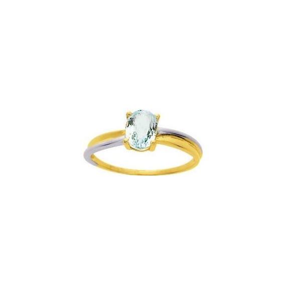 Bague aigue-marine or jaune or rhodié